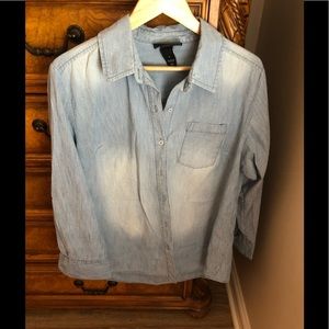 Lane Bryant Classic Chambray Stretch Button Down